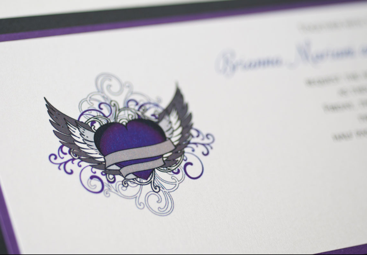 slider purple wedding invitation
