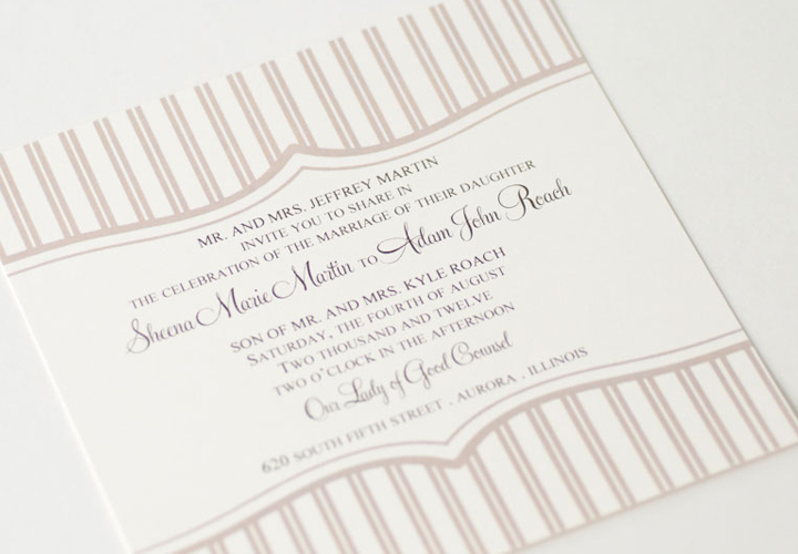 Wedding invitation soft pink stripe